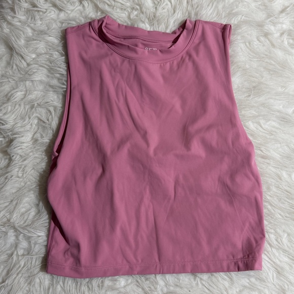 NEW Set Active Large L Glossy Pink Sports Bra Top Tank Workout Yoga Pilates - Picture 2 of 6